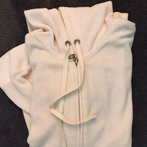 New York & Company cream zip-up velour sweatshirt